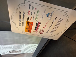 Board thanking the evening's sponsors